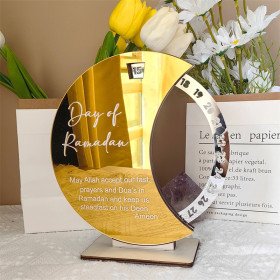 Calendrier rotatif pour compte à rebours 2024 du Ramadan , En acrylique effet miroir Grand Format ديكور رزنامة شهر رمضان حجم كبير ذهبي